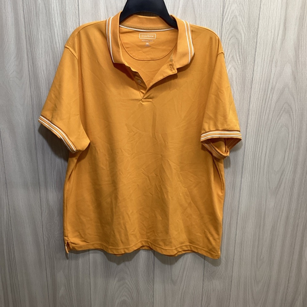 CLUB ROOM Men's (Size XXL) Yellow Short Sleeve Polo Shirt Edge Accent 42K